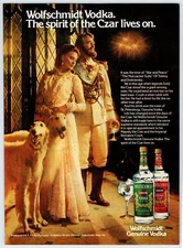 1980 CZAR COUPLE WOLFSCHMIDT VODKA Vintage 8" X 11" Magazine Ad 1980's M696