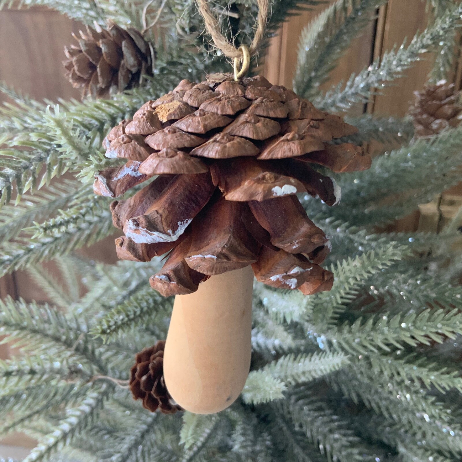 Pinecone Toadstool Hanging Christmas Tree Decoration Mushroom Gisela Graham Wood