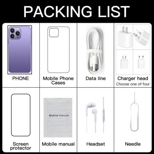 New Unlock Dual SIM I14 Pro MAX Smartphone Android Large Screen 6.8in 16GB+1TB - Afbeelding 12 van 17