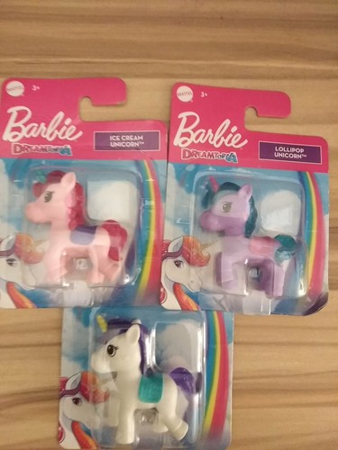 Barbie Dreamtopia Pony Einhorn Lutscher Glitzer Kuchen Eis 3 Stück