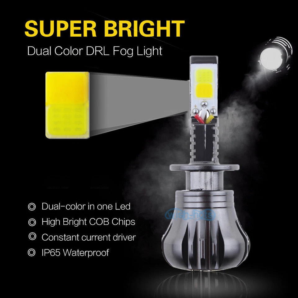 2x Bombillas antiniebla LED H1 doble/un solo color lámpara de conducción Switchback 3K 6K 8K 10K Foto 4 de 4