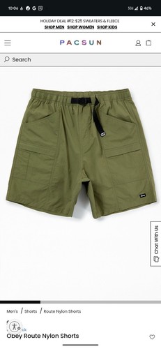 Obey Route Nylon Shorts Medium Army Green