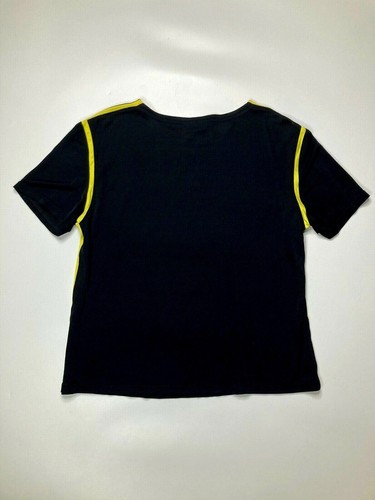 CAMISETA DE COLECCIÓN GIANNI VERSACE '97 NEGRA RAYÓN TOP AMARILLO FORRADO BRILLANTE ITALIA - Imagen 11 de 12