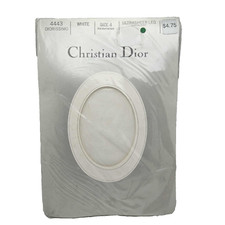 Vintage Christian Dior Pantyhose Size 4 Ultrasheer Diorissimo Sandal Foot White
