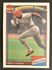 1991 Topps Bazooka Shining Star Vince Coleman Baseball Card #12 Cardinals OF EX
