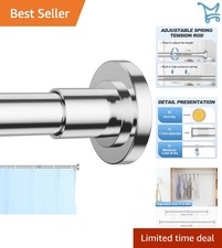 Chrome Shower Curtain Rod Adjustable Stainless Steel Tension 31-80 Inches