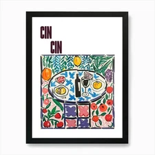 Cin Cin Poster Table With Wine Mati Framed Wall Art Poster Canvas Print Picture