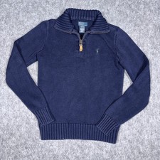 Polo Ralph Lauren 1/4 Zip Sweater Youth Medium Chunky Knit Heavy Pullover Pony