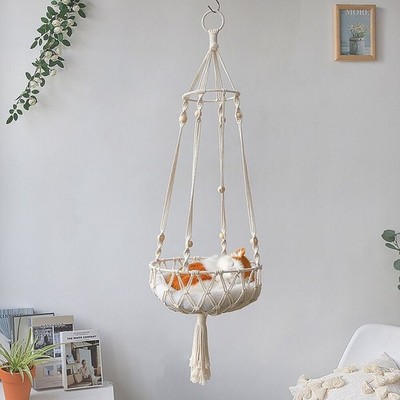 Hanging Cat Hammock Bed: Suspended Cat Hanging Bed for Pets with Tassel