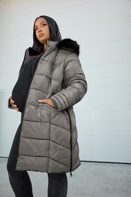 Bump It Up Maternity Curve Women's Plus Size Zip Side Puffer Coat