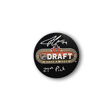 John Carlson Autographed 2008 NHL Draft Hockey Puck Inscribed 27th Pick