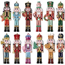24 Pieces Christmas Nutcracker Wooden Ornaments, Wood Hanging Decoration Set ...