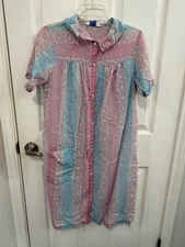 Vintage Floral House Dress S KOFFEE KASUALS SEARS Blue Pink