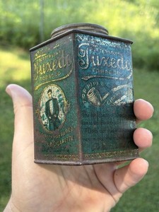 tuxedo tobacco Patterson's Pocket Tin Antique Advertising Metal Box  Power Of One Designs MaxDavoli Tobacco Solid Suit Color Vintage Fresh Tuxedo Tobacco Advertising