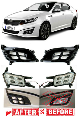 FOR OPTIMA 2014-15 4 Eyes Front Bumper LED DRL Fog Lamp Light & Cover Bezel Trim
