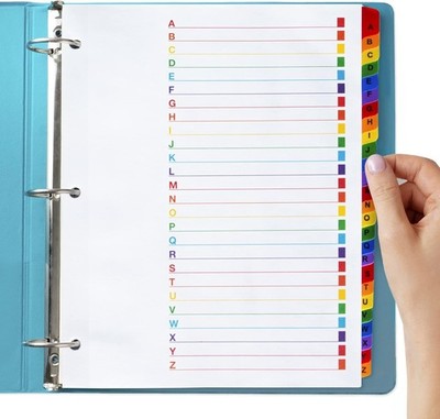 Durable A-Z Alphabet Dividers - Easy Organization for 3 Ring Binders, 78 Total