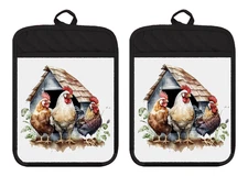Pot Holders Oven Mitts Hot Pad Linen Towel Chickens Rooster Farmhouse DZ311DPH