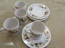 4 Sets, Royal Doulton Miramont Demitasse Cups & Saucers