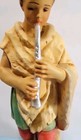 ANTIQUE 11" CHALK CHRISTMAS NATIVITY SHEPHERD PLAYING FLUTE FIGURINE — photo 4