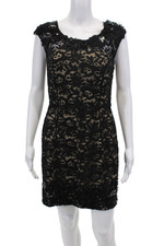 Vera Wang Lavender Label Womens Lace Beaded Low Back Mini Dress Black Size 6/40