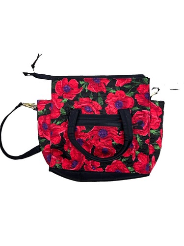 Donna Sharp Quilted Floral Shoulder Bag Tote Zip Detachable Strap Pockets