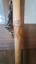 Hiking stick made in Cornwall from Hazelwood,118.5cm, Owl artwork