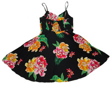 Tropical Flower Sundress Old Navy fit & flare cami dress Black Floral Womens L