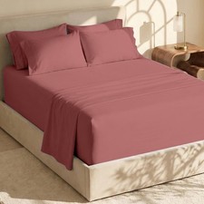 Bed Sheets 6 Piece Set Double Brushed Soft Peach Pink Cal King Hearth Harbor