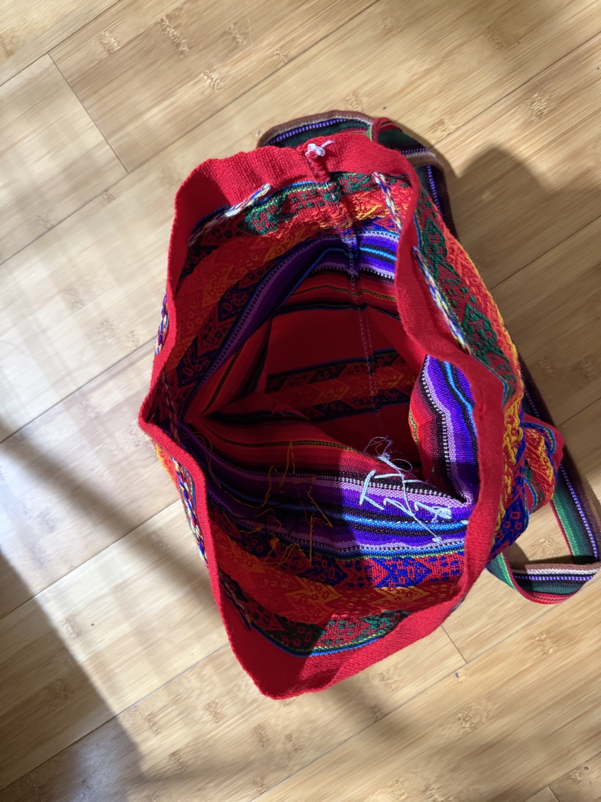 Peruvian Handwoven Wool Drawstring Backpack - image 6