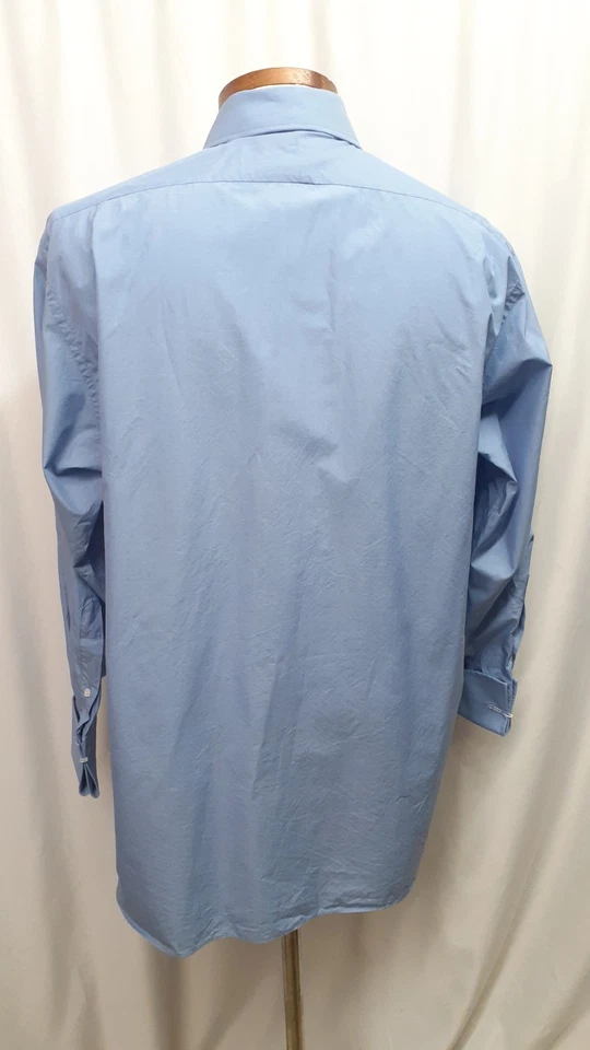 Ralph Lauren Purple Label Dress Shirt Men 17 French Cuff Blue Italy Made Cotton - Image 4 of 4