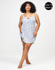 Torrid Sz 1 White/Blue Floral Scoop Neck Tie Front Strappy Sleep Gown