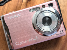 Japanese only Sony Cyber-shot DSC-W80 Digital Camera 7.2MP 3X Zoom Mint Pink