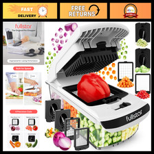 4-in-1 Vegetable Chopper Spiralizer - Sharp Stainless Steel Blades, Onion Fr