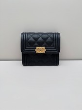 Chanel Leboy Wallet Caviar Leather Card Holder Wallet Authentic