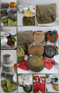 Lot of Vintage Boy Scout Girl Scout Canteens Bags Mess Kits Cups Pans More As-Is