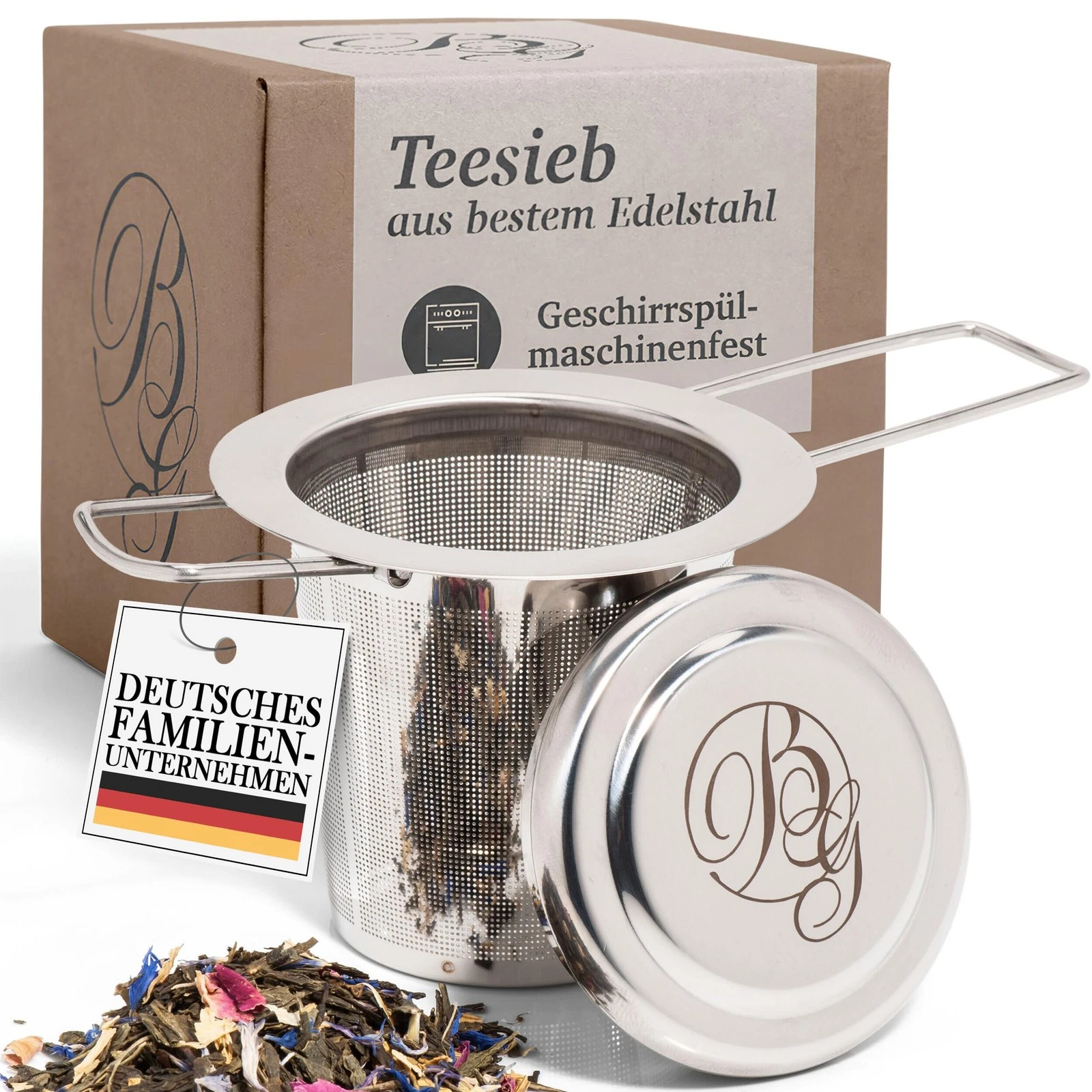 - Premium 304 Stainless Steel Tea Strainer with Lid - Loose Tea Filter - Te...