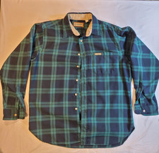 Remington Outdoor Clothing Flannel Shirt L Green/ Black Check Plaid USA Made