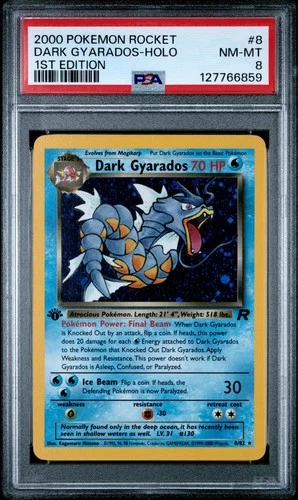 2000 POKEMON ROCKET 1ST ED #8 DARK GYARADOS-HOLO PSA 8