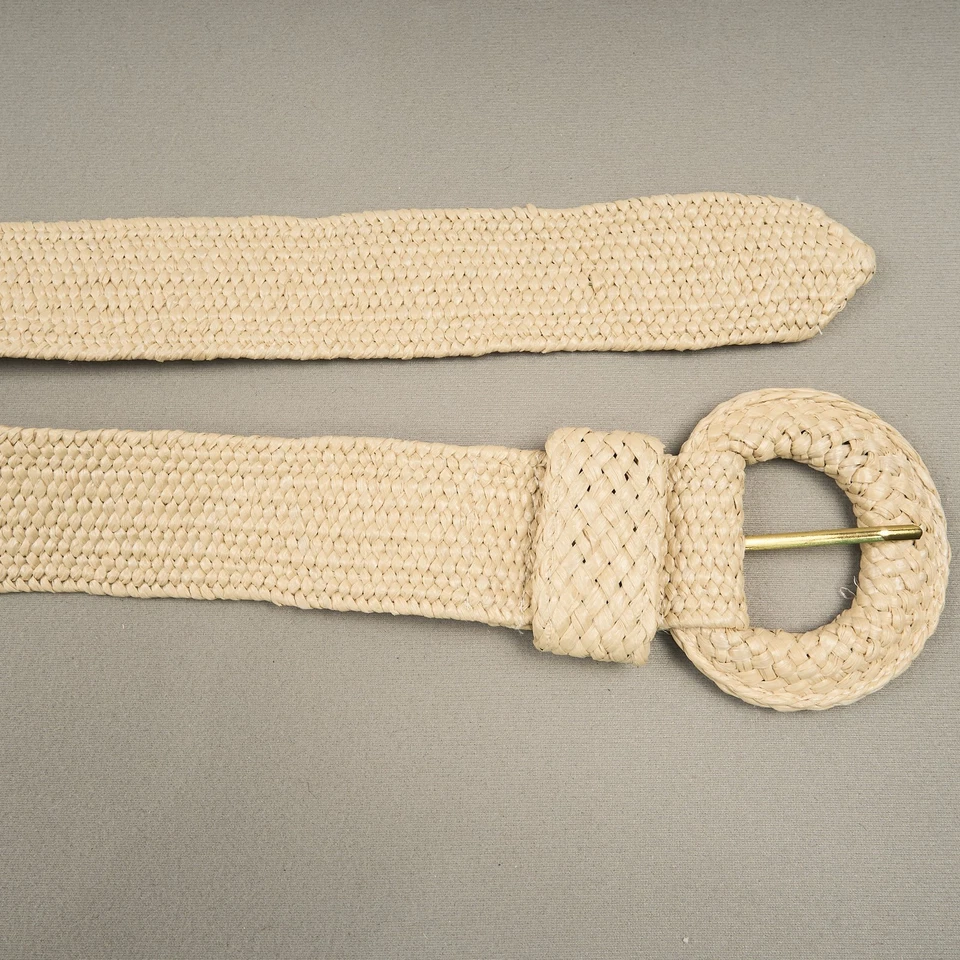 Lilly Pulitzer Sullivan Belt  Natural Beige Stretch Raffia Style 2" Wide OSFO - Image 3 of 4