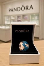 Authentic Pandora 789004C01 Rose Shimmering Ocean Waves & Fish Charm w/ Box E36