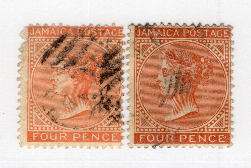 Jamaica - SG# 22 & 22b Used - wmk Crown CA          -            Lot 0626156