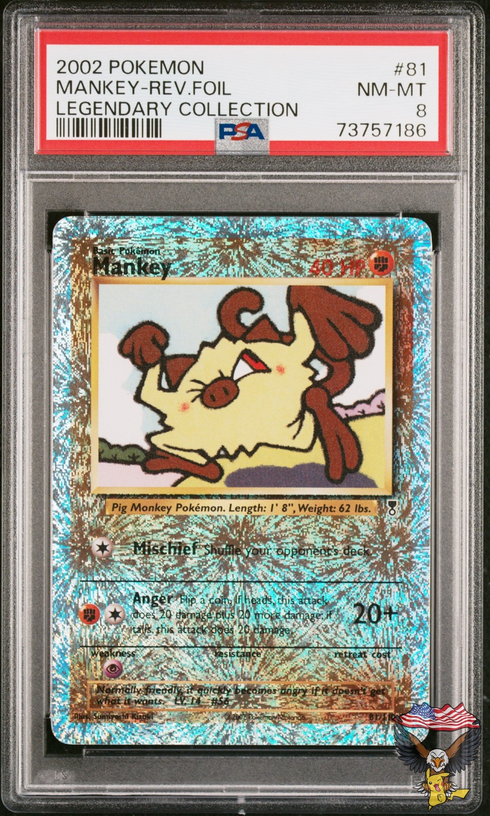 Mankey Reverse Holo 81/110 Legendary Collection Pokemon PSA 8