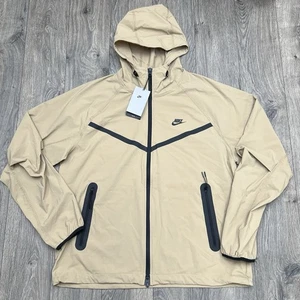 Nike Tech Veste tissée Grand Homme Parachute Beige Noir à capuche zippée $130