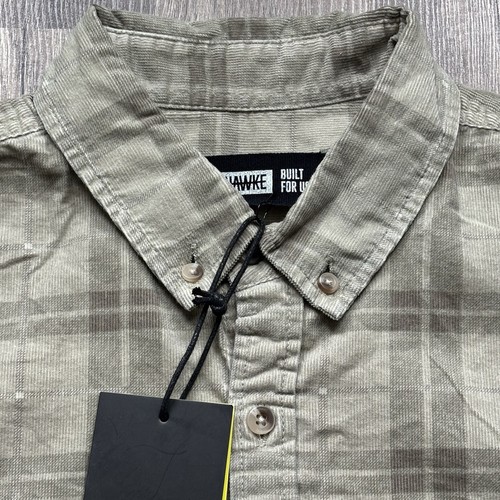Hawke Heritage Chemise Cordon Homme Petit Beige Marron Manches Longues Travail Boutonnée - Photo 4 sur 9