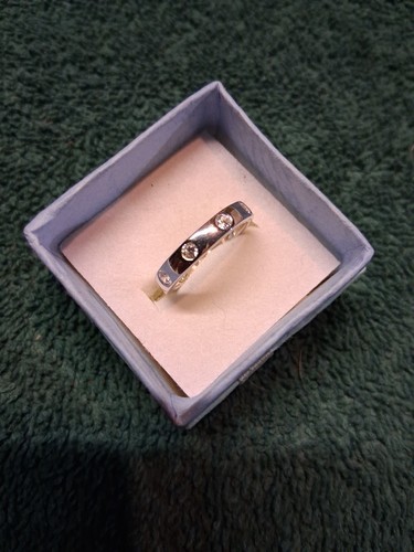 Size 8 Rhodium/Sterling Circle Band Ring Made With Zirconia From Swarovski (991) - Picture 8 of 13