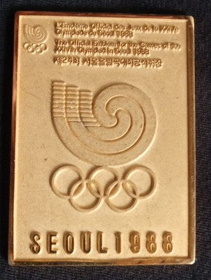 Orig. Erinnerungsmedaille  Olympische Spiele SEOUL 1988 - Off. Logo  !!  TOP