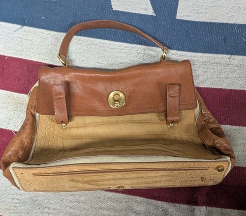 Yves Saint Laurent YSL Muse 2 Two Women's Handbag Shoulder Bag Leather Brown Tan