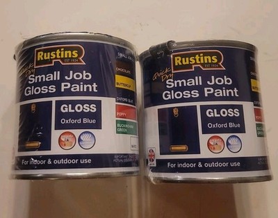 2x--Rustins  Quick Dry Small Job Gloss Paint IndoorOutdoor  BLUE 250ML ea