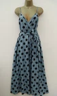 SHEIN BLUE BLACK SPOT PRINT FIX WRAP STRAPPY MIDI SUN DRESS SIZE 2XL 20