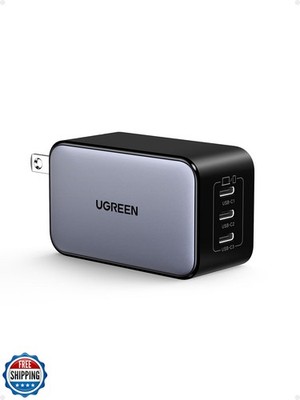 UGREEN 65W USB-C Charger Block, Nexode 3-Port Type-C GaN Charger USB C Power 